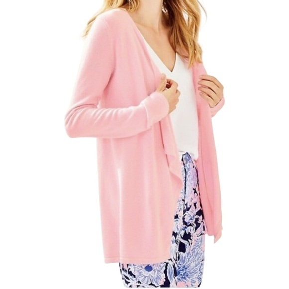 Lilly Pulitzer Sweaters - Lilly Pulitzer Pink Dustin Cardigan size S Drape front cashmere blend